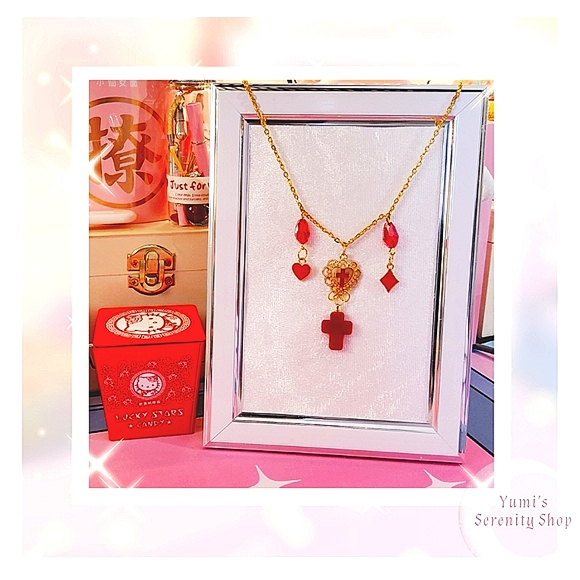 SOLD Beaded charm necklace - Picture 1 of 1